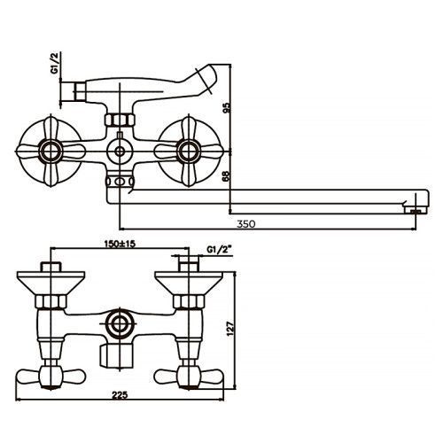 Змішувач для ванни Haiba Dominox 140 матовий (HB0063) HB0063 фото