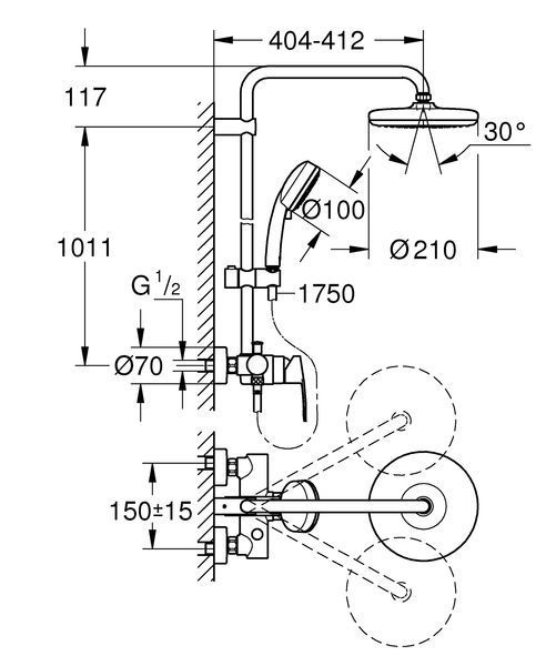 Душова система зі змішувачем для душа Grohe New Tempesta Cosmop. System (26224001) 26224001 фото