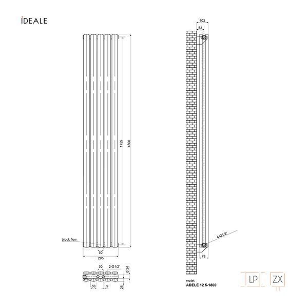 Радіатор дизайнерський Ideale Adele 12 5/1800/295 білий 22375 фото