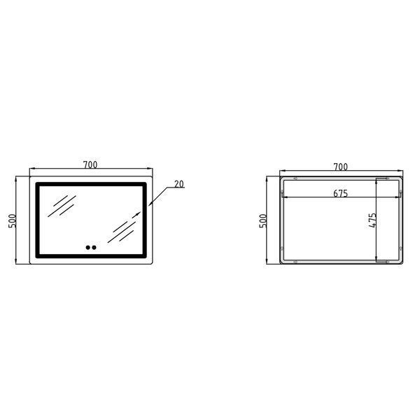 Дзеркало Qtap Mideya (DC-F614) 700х500 з LED-підсвічуванням Touch, з антизапотіванням, димером QT2078NCF07050W QT2078NCF07050W фото