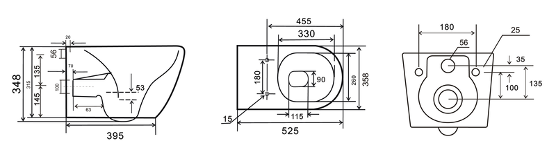 Унітаз підвісний Mixxus Premium ELLIPSE-0309-T1 GRAY 530x360x350mm система змиву TORNADO 1.0 (MP6655) MP6655 фото