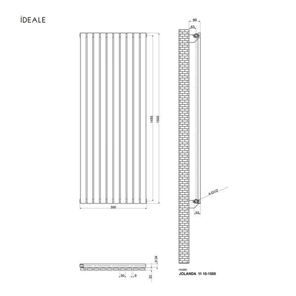 Радіатор дизайнерський Ideale Jolanda 11 10/1500/590 антрацит 15714 фото