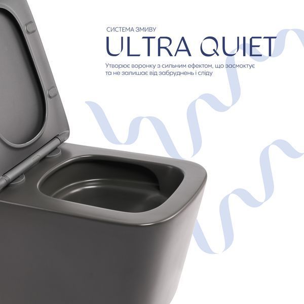 Унітаз підвісний Tern Ultra Quiet 490&times;365&times;325&nbsp;мм, Anthracite, з сидінням Slim Duroplast / Soft-close / Quick Release QT17332303ASAN Qtap QT17332303ASAN фото