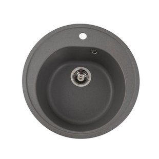 Гранітна мийка для кухні Platinum 510 LUNA матова Сірий мусон 510LUNA_GrayMonsoon фото