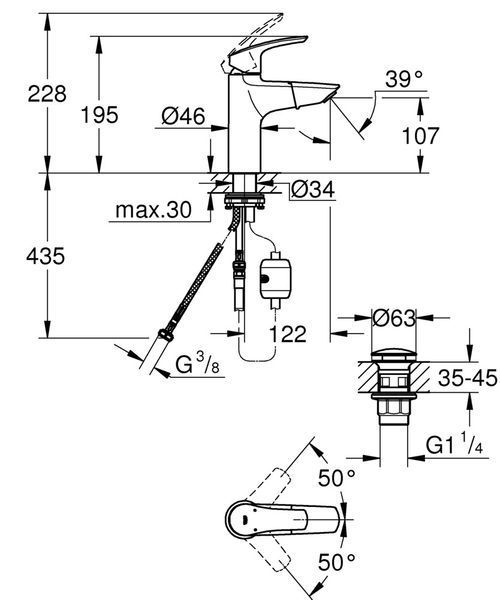 Змішувач для раковини з висувним виливом Grohe Eurosmart New (23976003) 23976003 фото