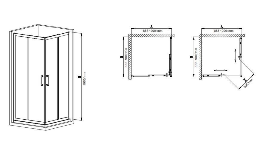 Душова кабіна без піддону Mixxus Premium DIVERSE SC02-90x90x195-TR Chrome прозоре скло 5мм (MI6861) MI6861 фото