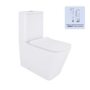 Унітаз-компакт Qtap Crow безобідковий з сідінням Soft-close QT05222170W QT05222170W фото