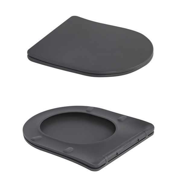 Унітаз підвісний Robin Ultra Quiet 490&times;365&times;325 мм, Anthracite, з сидінням Slim Duroplast / Soft-close / Quick Release QT13332381АSAN Qtap QT13332381АSAN фото
