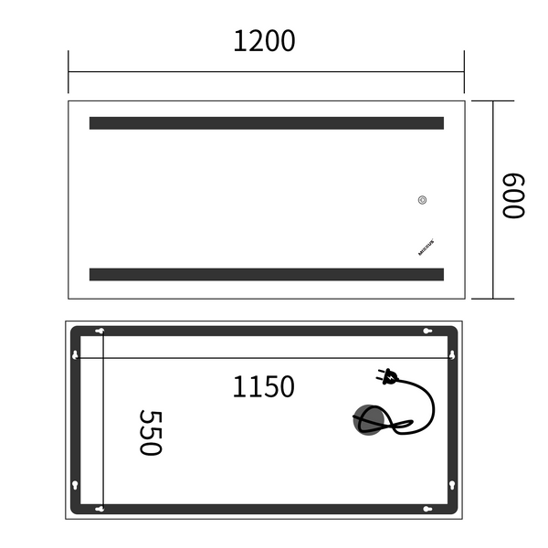 Дзеркало Mixxus Premium LINES MR17-120x60-Reverse з Led Touch, Anti-fog, димером, регулятором яскравості (MP6626) MP6626 фото