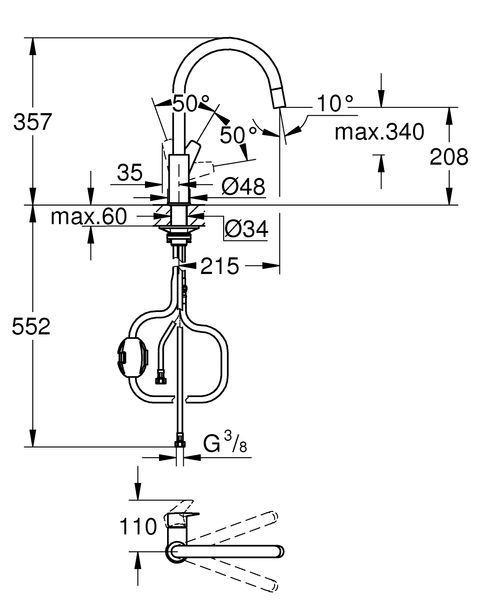 Одноважільний змішувач для кухні Grohe BauEdge New (30536000) 30536000 фото