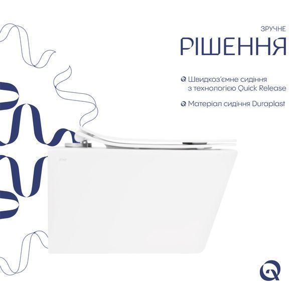 Унітаз підвісний Qtap Crow безобідковий з сідінням Soft-close QT05335170W QT05335170W фото