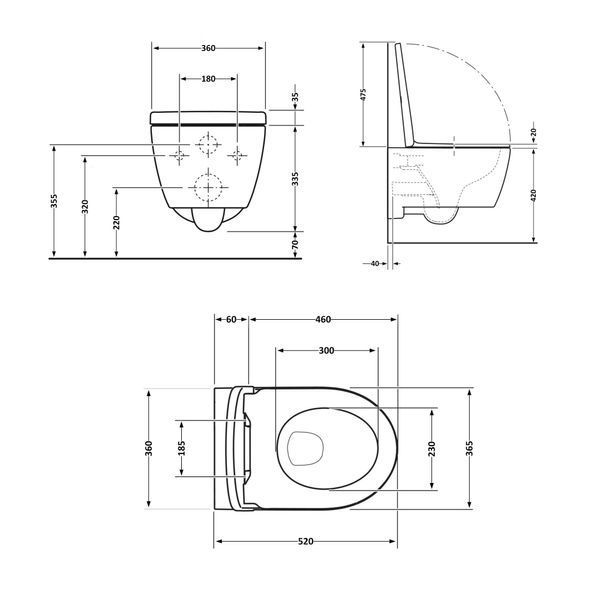 Унітаз підвісний Qtap Jay безобідковий з сідінням Soft-close QT07335176W QT07335176W фото