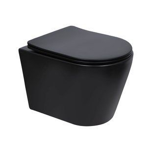 Унітаз підвісний Qtap Scorpio Ultra Quiet безобідковий з сидінням Soft-close MATT BLACK QT14332380AMB QT14332380AMB фото