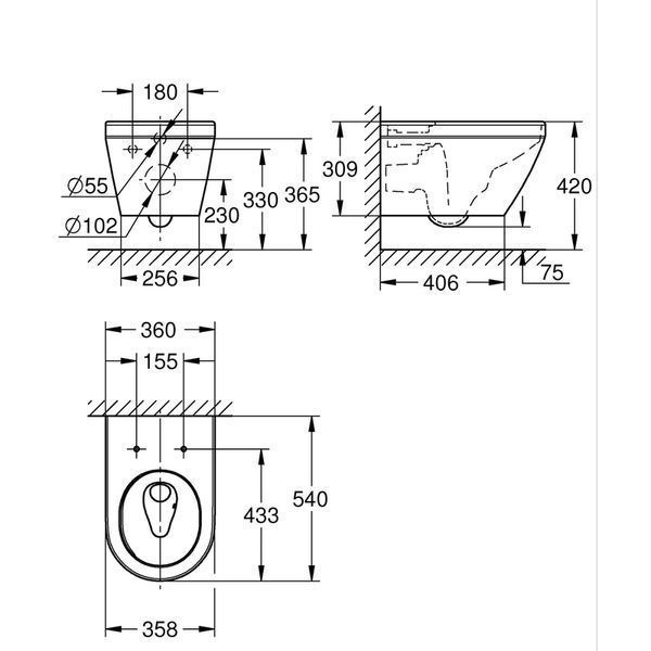 Унітаз настінного монтажу Grohe Euro Ceramic (102485SH00) 102485SH00 фото