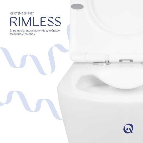 Унітаз підвісний Qtap Swan безобідковий з сідінням Soft-close QT16335178W QT16335178W фото