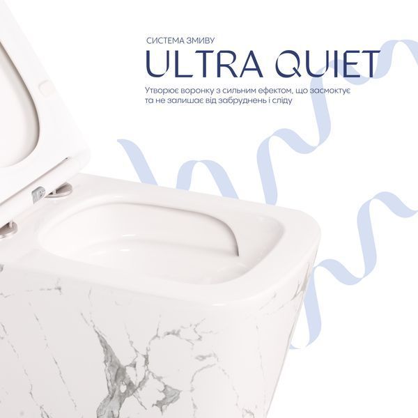 Унітаз підвісний Tern Ultra Quiet 490&times;365&times;325 мм, Marble, з сидінням Slim Duroplast / Soft-close / Quick Release QT17332303ASMR Qtap QT17332303ASMR фото