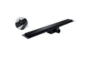 Душовий трап Koer FD08-70x800-Glass Black SUS304, 70x800 мм, зі скляною панеллю, нержавіюча сталь, чорний KR5142 фото
