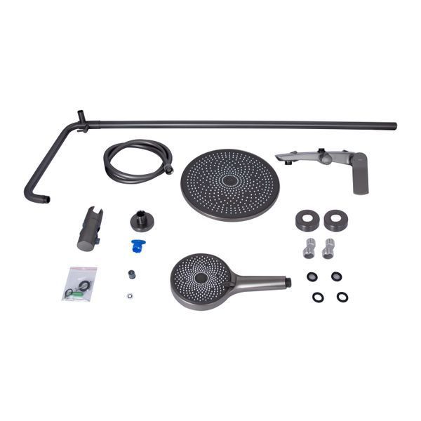 Душова система для душу Qtap Slavonice на два споживачі QTSLA110GMB45913 Gunmetal Black PVD SD00052037 фото