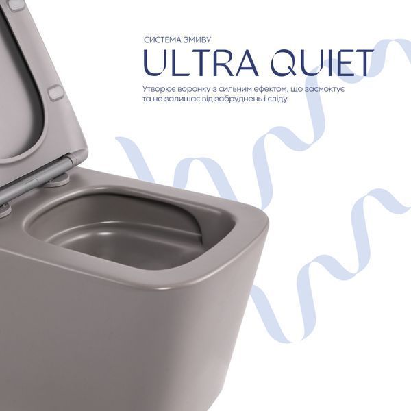 Унітаз підвісний Tern Ultra Quiet 490&times;365&times;325 мм, Stone Grey, з сидінням Slim Duroplast / Soft-close / Quick Release QT17332303ASSG Qtap QT17332303ASSG фото