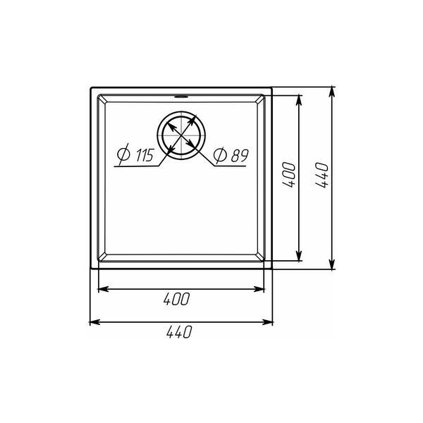 Гранітна мийка для кухні VALESO 4040 RUBA матова Графіт 4040_RUBA_Graphite фото