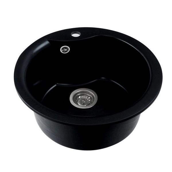 Гранітна мийка для кухні Platinum 480 TURAS матова Чорна 480TURAS_Black фото
