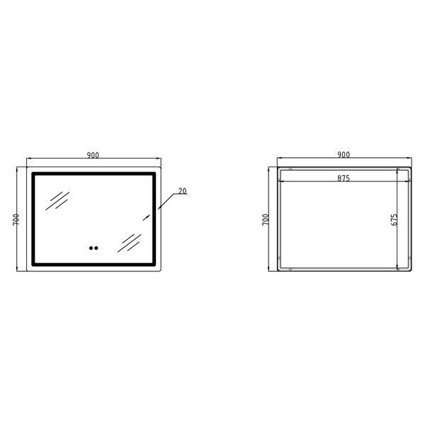 Дзеркало Qtap Mideya (MI2) 900х700 з LED-підсвічуванням Touch, з антизапотіванням, з димером, рег. яскравості QT2078NCF9070 QT2078NCF9070 фото