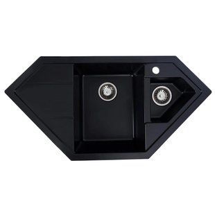 Гранітна мийка для кухні Platinum 9950 PANDORA матова Чорна 9950PANDORA_Black фото