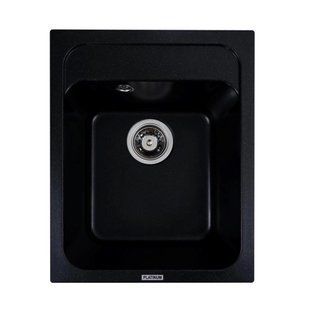 Гранітна мийка для кухні Platinum 4050 KORRADO матова Чорний металік 4050KORRADO_BlackMetallic фото