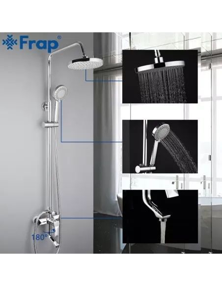 Душева система Frap F2418 з виливом, хром F2418 фото