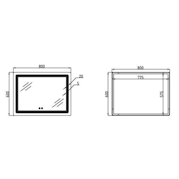 Дзеркало Qtap Cardinal (CA2) 800х600 з LED-підсвічуванням Touch, з антизапотіванням, з димером, рег. темп. кольору (3000-6500K) QT0478C806048457 QT0478C806048457 фото