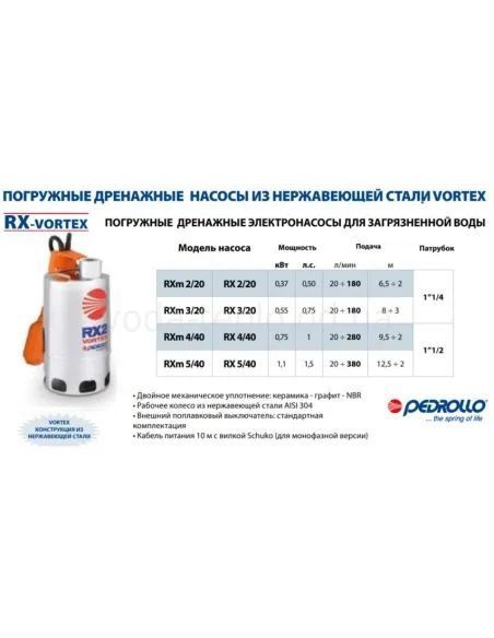 Дренажний насос Pedrollo RXm 4/40, 0.75 кВт, з вимикачем поплавця Pedrollo RXm 4/40 фото