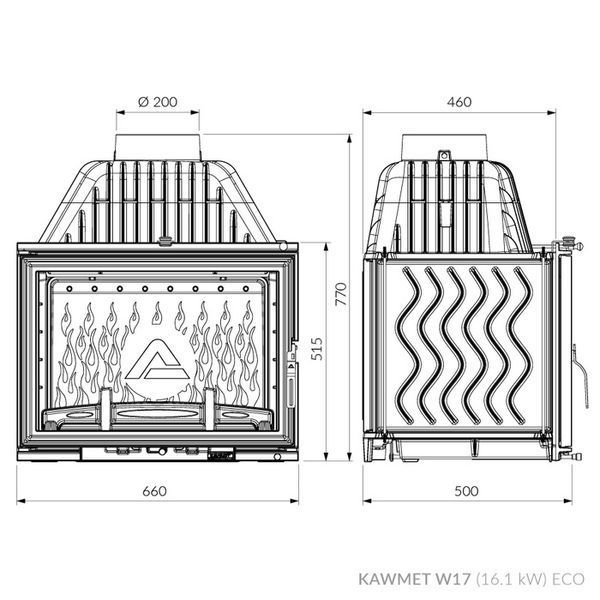 Камінна топка KAWMET W17 (16.1 kW) ECO KAW-MET W17 16.1kW/ECO фото