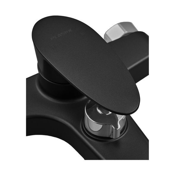 Змішувач для ванни Plamix CEZAR-009 EURO SET Matte black, зі шлангом, лійкою та кронштейном (PM0693) PM0693 фото