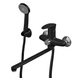 Змішувач для ванни Plamix CEZAR-006 EURO SET Matte black, зі шлангом, лійкою та кронштейном (PM0690) PM0690 фото 1