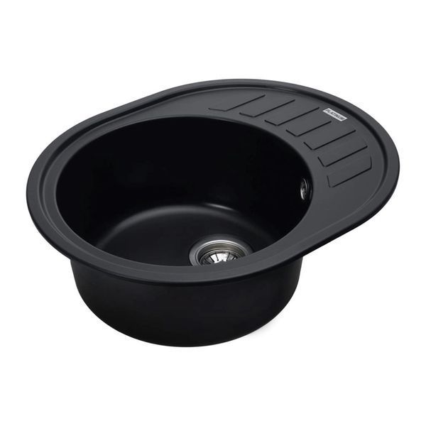 Гранітна мийка для кухні Platinum 6250 SOUL матова Чорний металік 6250SOUL_Black фото