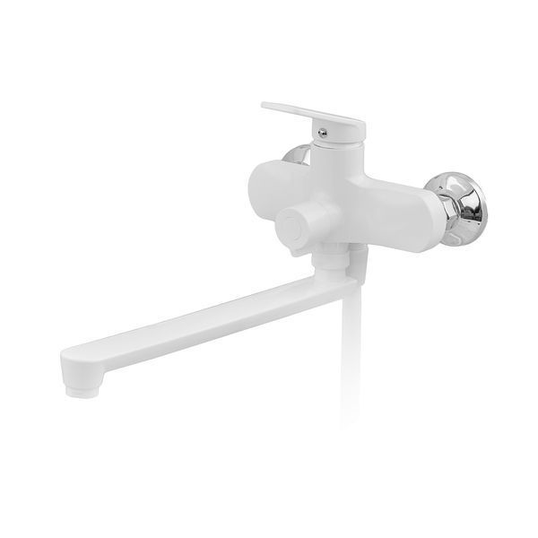 Змішувач для ванни Plamix Lucas-006 EURO SET White з шлангом, лійкою та кронштейном (PM0709) PM0709 фото
