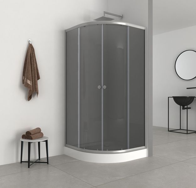 Душова кабіна з низьким піддоном Mixxus PLAIN SCT02-90x90x195-GR SATIN сіре тоноване скло 4мм (MI6898) MI6898 фото