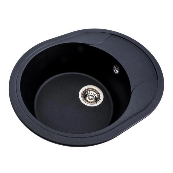 Гранітна мийка для кухні Platinum 5847 ONYX матова (чорний металік) 5847_ONYX_BlackMetallic фото