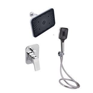 Комплект для душу Qtap Namesti Chrome: Змішувач QTNAM6225102NC + Лійки (QTRUC125CRM45954,QTHLA107CRM45784) + Шланг QTHADPVC200C + QTCRMBH130 SD00053672 фото