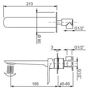 Змішувач для умивальника Koer KB-16028-05 вбудований (KR5298) KR5298 фото