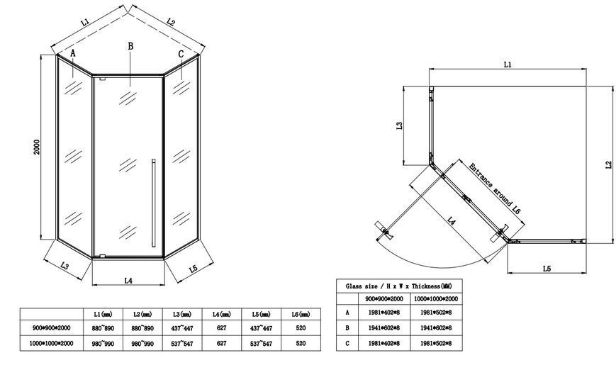 Душова кабіна без піддону Koer SR SC06-90x90x200-TR-07 прозоре скло Easy Clean 8мм, графіт (KR5366) KR5366 фото