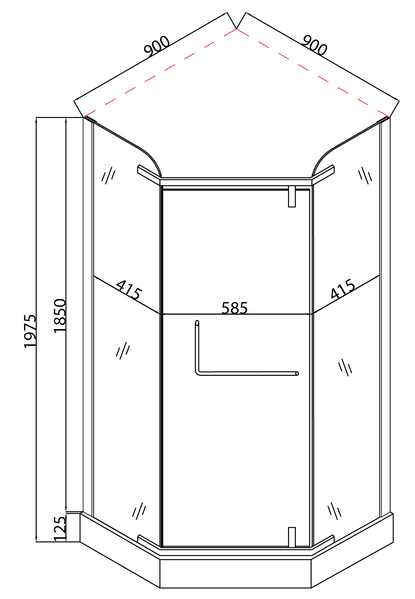 Душова кабіна з низьким піддоном Mixxus LINES SCT01-90x90x198-TR CHROME прозоре скло 6мм (MI6913) MI6913 фото