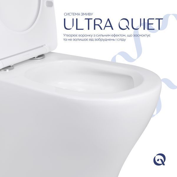 Унітаз підлоговий Qtap Virgo Ultra Quiet безобідковий з сидінням Soft-close WHITE QT18226092AW QT18226092AW фото