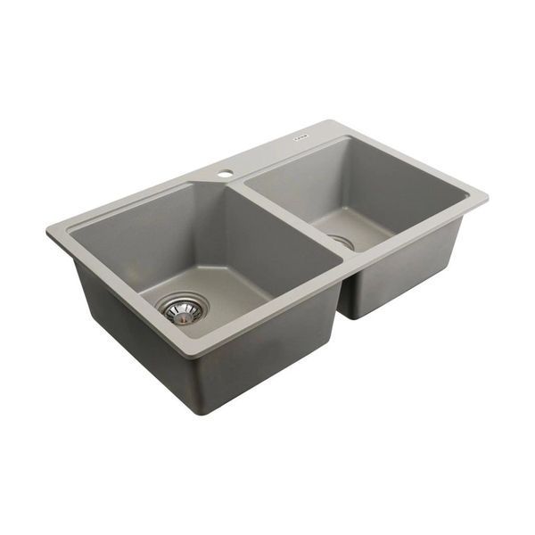 Гранітна мийка для кухні VALESO 7850 HARMONY матова Сірий металік 7850HARMONY_GrayMetallic фото