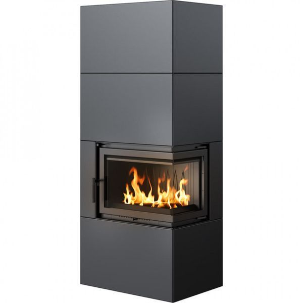 Камін Kratki SIMPLE 12 BS права в обудові BOX стальний - чорний SIMPLE/BOX/P/S/BLACK фото