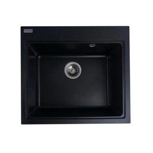 Гранітна мийка для кухні Platinum 5852 VESTA матова Чорний металік 5852VESTA_BlackMetallic фото