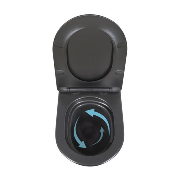 Унітаз підвісний Qtap Robin New Ultra Quiet безобідковий з сидінням Soft-close MATT BLACK QT13332381АSMB QT13332381АSMB фото