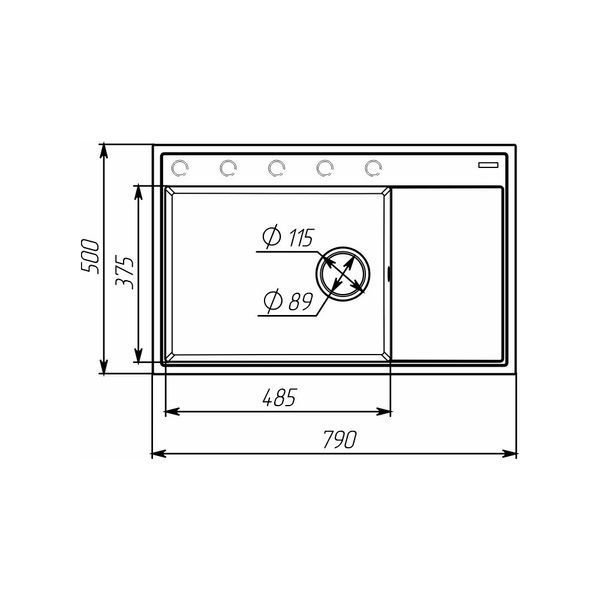 Гранітна мийка для кухні VALESO 7950 AZURIT матова Графіт 7950_AZURIT_Graphite_V фото