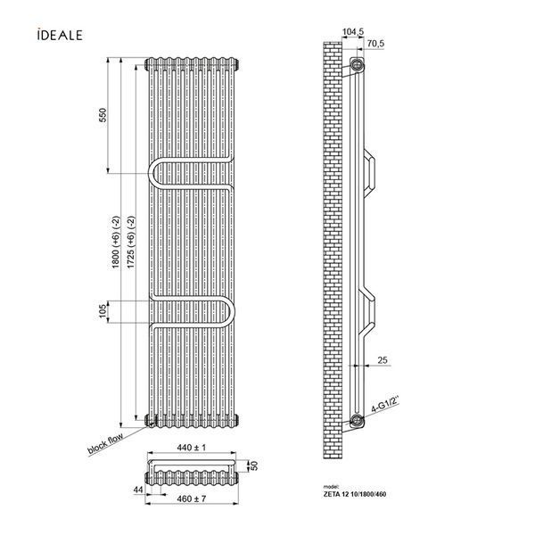 Радіатор з полицями Ideale Zeta 12 10/1800/460 антрацит 18579 фото