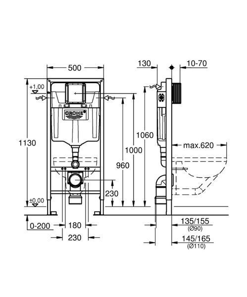 Комплект інсталяційний для унітазу 3 в 1 Rapid SL 39501000 Grohe 39501000 фото